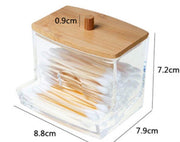 Acrylic Container with Bamboo Lid M-299 - Qtip Dispenser (container only) Salon Furniture
