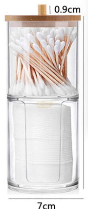 Acrylic Container with Bamboo Lid M-301- Qtip & Cotton Rounds Dispenser (container only) Salon Furniture