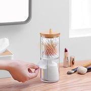 Acrylic Container with Bamboo Lid M-301- Qtip & Cotton Rounds Dispenser (container only) Salon Furniture