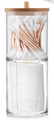 Acrylic Container with Bamboo Lid M-301- Qtip & Cotton Rounds Dispenser (container only) Salon Furniture