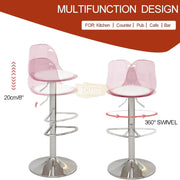 Adjustable Acrylic Swivel Bar Stool with Footrest Bar Stool