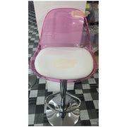 Adjustable Acrylic Swivel Bar Stool with Footrest Sheer Pink Bar Stool