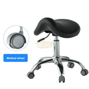Adjustable Hydraulic Saddle Shape Stool on wheels | Black Stool