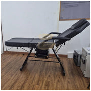 Adjustable Massage Bed/Chair with Stool | Black Facial Chair