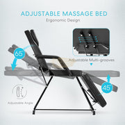 Adjustable Massage Bed/Chair with Stool | Black Facial Chair