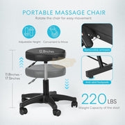 Adjustable Massage Bed/Chair with Stool | Black Facial Chair