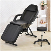 Adjustable Massage Bed/Chair with Stool | Black Facial Chair