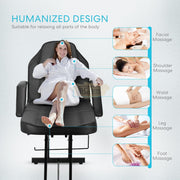 Adjustable Massage Bed/Chair with Stool | Black Facial Chair