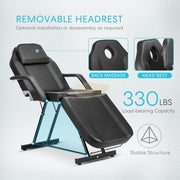 Adjustable Massage Bed/Chair with Stool | Black Facial Chair
