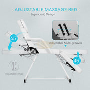 Adjustable Massage Bed/Chair with Stool | White Facial Chair