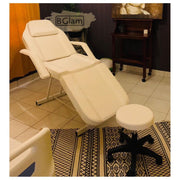 Adjustable Massage Bed/Chair with Stool | White Facial Chair