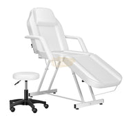 Adjustable Massage Bed/Chair with Stool | White Facial Chair