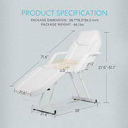 Adjustable Massage Bed/Chair with Stool | White Facial Chair