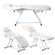 Adjustable Massage Bed/Chair with Stool | White Facial Chair
