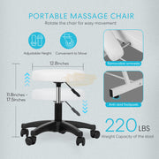Adjustable Massage Bed/Chair with Stool | White Facial Chair