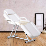 Adjustable Massage Bed/Chair with Stool | White Facial Chair