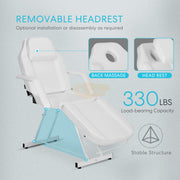 Adjustable Massage Bed/Chair with Stool | White Facial Chair