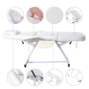 Adjustable Massage Bed/Chair with Stool | White Facial Chair