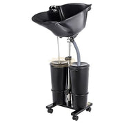 Adjustable Portable Backwash Shampoo Bowl with Sprayer and Foot Pump | Black Shampoo Bowl