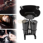 Adjustable Portable Backwash Shampoo Bowl with Sprayer and Foot Pump | Black Shampoo Bowl