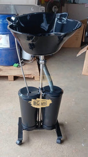 Adjustable Portable Backwash Shampoo Bowl with Sprayer and Foot Pump | Black Shampoo Bowl