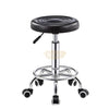Adjustable Stool on wheels with footrest - Round - Black