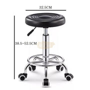 Adjustable Stool on wheels with footrest - Round - Blue