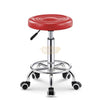 Adjustable Stool on wheels with footrest - Round - Red