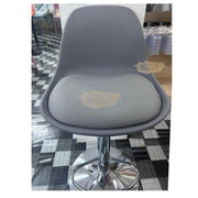 Adjustable Swivel Bar Stool with PU Leather Seat & Footrest Grey Bar Stool