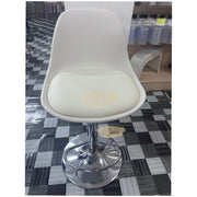 Adjustable Swivel Bar Stool with PU Leather Seat & Footrest White Bar Stool