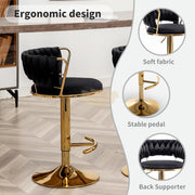 Adjustable Woven Back Swivel Bar Stool with Footrest | Black Bar Stool