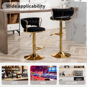 Adjustable Woven Back Swivel Bar Stool with Footrest | Black Bar Stool