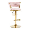 Adjustable Woven Back Swivel Bar Stool with Footrest | Rose Bar Stool