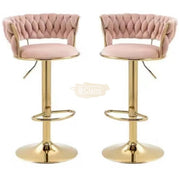 Adjustable Woven Back Swivel Bar Stool with Footrest | Rose Bar Stool