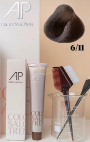 AP Professional Ammonia Free Permanent Hair Color Cream | Dark Blonde Intense Ash (6-11)| 100ml Hair color