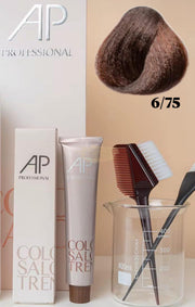 AP Professional Ammonia Free Permanent Hair Color Cream |Dark Blonde Brown Mahogany (6-75)| 100ml Hair color