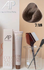 AP Professional Ammonia Free Permanent Hair Color Cream |Medium Blonde Ash Pearl (7-18)| 100ml Hair color