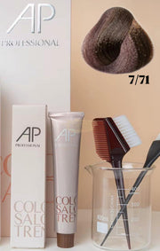 AP Professional Ammonia Free Permanent Hair Color Cream |Medium Blonde Brown Ash (7-71)| 100ml Hair color