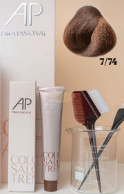 AP Professional Ammonia Free Permanent Hair Color Cream |Medium Blonde Brown Copper (7-74)| 100ml Hair color
