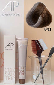 AP Professional Ammonia Free Permanent Hair Color Cream | Light Blonde Intense Ash (8-11)| 100ml Hair color