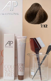 AP Professional Ammonia Free Permanent Hair Color Cream | Blonde Ash Matte (7-12)| 100ml Hair color