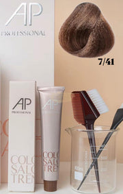 AP Professional Ammonia Free Permanent Hair Color Cream | Blonde Copper Ash (7-41)| 100ml Hair color