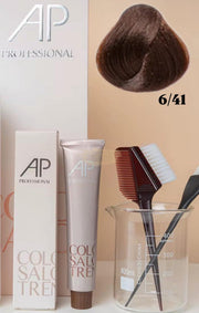 AP Professional Ammonia Free Permanent Hair Color Cream | Dark Blonde Copper Ash (6-41)| 100ml Hair color