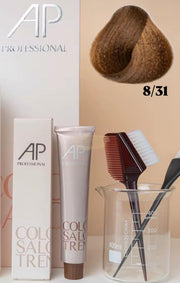 AP Professional Ammonia Free Permanent Hair Color Cream | Light Blonde Golden Ash (8-31)| 100ml Hair color