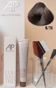 AP Professional Ammonia Free Permanent Hair Color Cream |Light Brown Ash (5-71)| 100ml Hair color