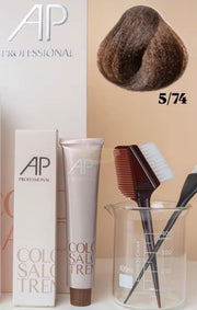 AP Professional Ammonia Free Permanent Hair Color Cream |Light Brown Copper (5-74)| 100ml Hair color