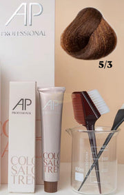 AP Professional Ammonia Free Permanent Hair Color Cream | Light Brown Gold (5-3)| 100ml Hair color
