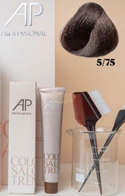 AP Professional Ammonia Free Permanent Hair Color Cream |Light Brown Mahogany (5-75)| 100ml Hair color