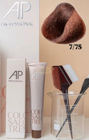 AP Professional Ammonia Free Permanent Hair Color Cream |Medium Blonde Brown Mahogany (7-75)| 100ml Hair color