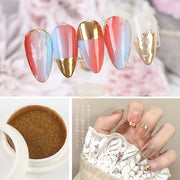Aurora Holographic Nail Powder Available in Gold & Silver Nail Art